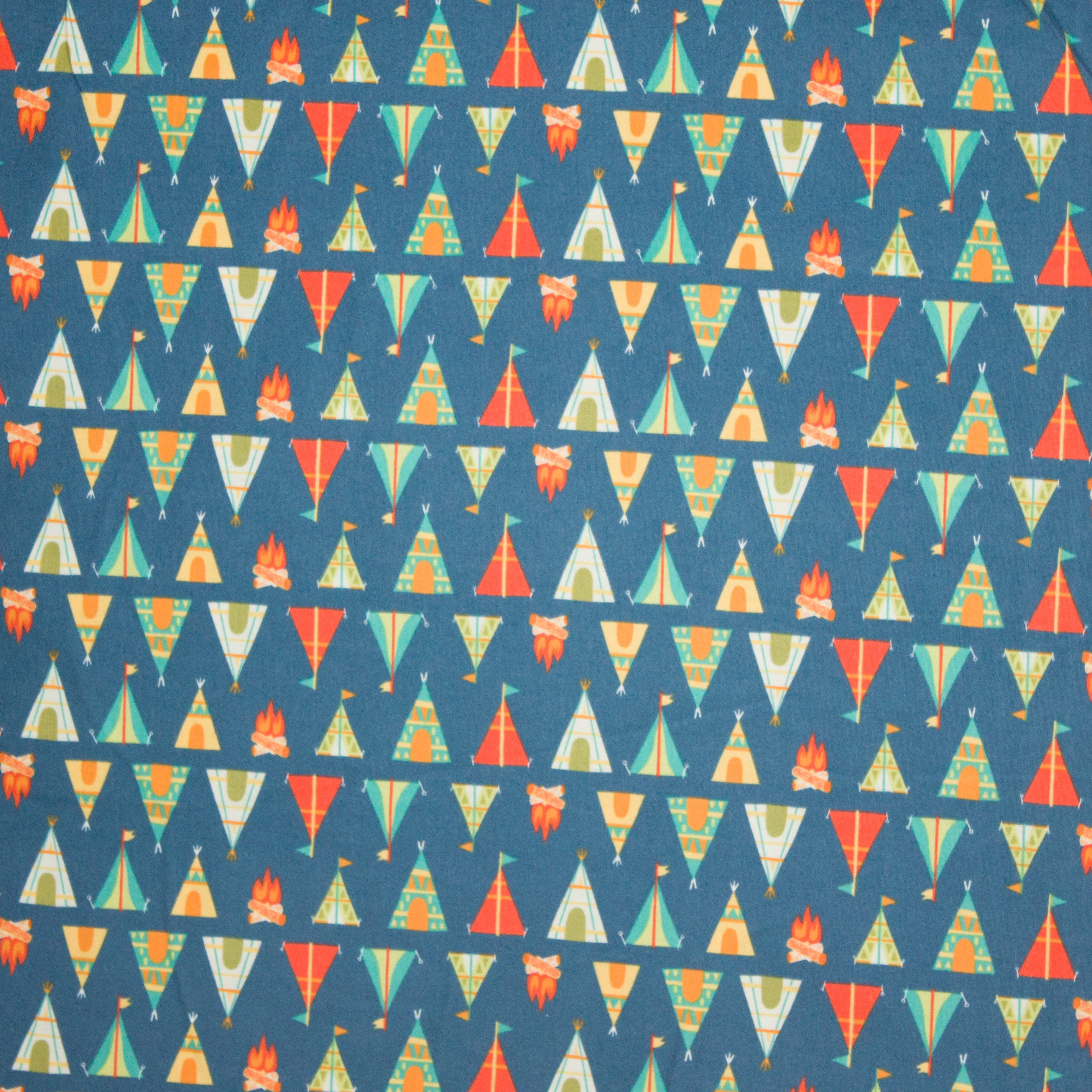 Flanel met tentjes jeansblauw